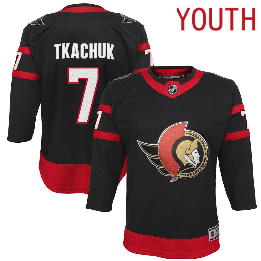 Youth Ottawa Senators #7 Brady Tkachuk Black Home Premier Player NHL Jersey